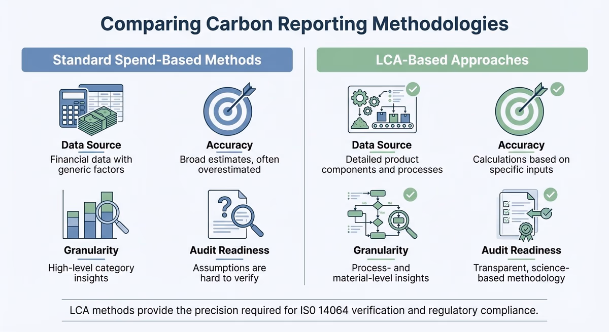LCA-Based vs Spend-Based Carbon Reporting Methods Comparison