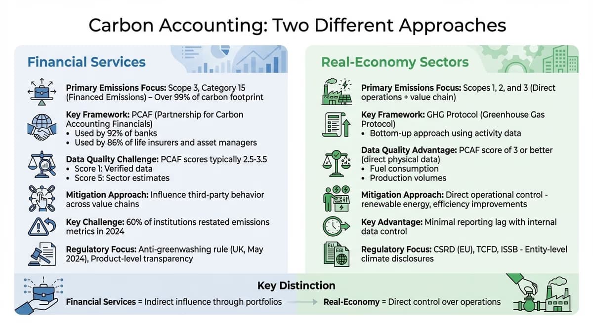Carbon Accounting: Financial Services vs Real-Economy Sectors Comparison
