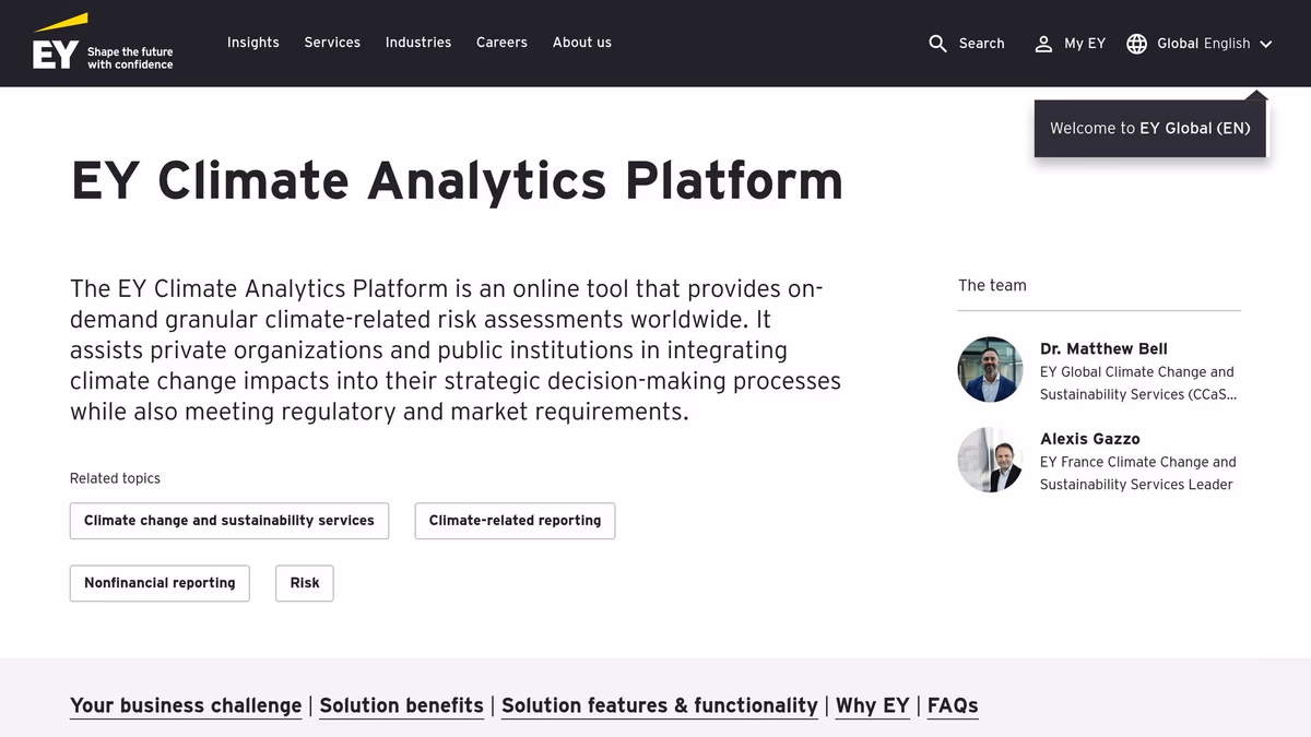EY Climate Analytics Platform